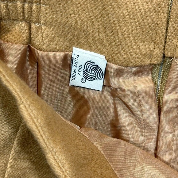 Vintage Lined 100% Wool Beige Tan Pencil Skirt Size 10 Office Career Work Slit - Picture 6 of 15